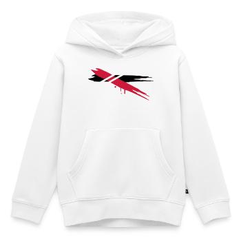 deux bandes de couleur avec des bandes horizontale - Sweat Premium à capuche enfant bio - blanc - Devant - AI Model Kid Female (0cm)