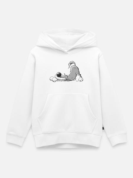 Lustiger Wolf I Yoga Comic I Tier Geschenk - Kinder Premium Organic Hoodie - Weiß