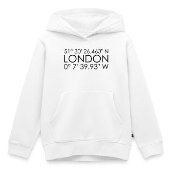 London Koordinaten - Kinder Premium Organic Hoodie - Weiß - Vorne - AI Model Kid Female (0cm)