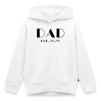 Papa Est 2025 - Sweat Premium à capuche enfant bio - blanc - Devant - AI Model Kid Female (0cm)