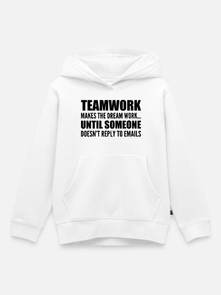 Gemeinschaftsarbeit... ohne E-Mail-Antwort - Kinder Premium Organic Hoodie - Weiß