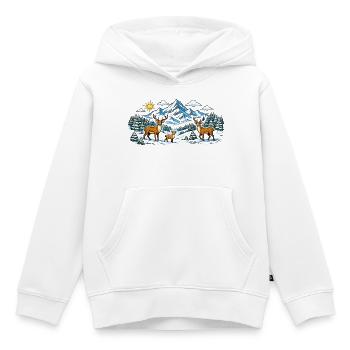 Berge Wald Reh Panorama - Kinder Premium Organic Hoodie - Weiß - Vorne - AI Model Kid Female (0cm)
