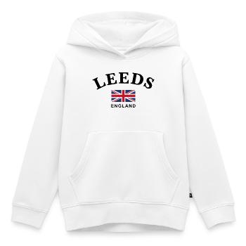 Leeds, England - Kinder Premium Organic Hoodie - Weiß - Vorne - AI Model Kid Female (0cm)