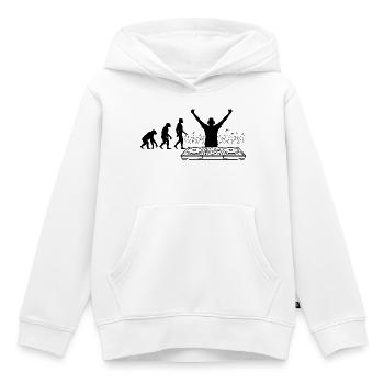 Evolution to DJ Humor Fun - Kids Premium Organic Hoodie - white - Front - AI Model Kid Female (0cm)