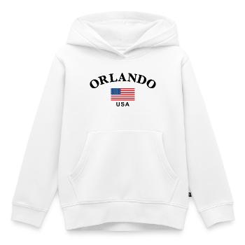 Orlando, États-Unis - Sweat Premium à capuche enfant bio - blanc - Devant - AI Model Kid Female (0cm)