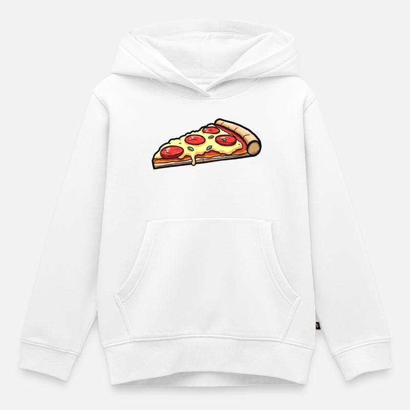 Pizza - Sweat Premium à capuche enfant bio - blanc