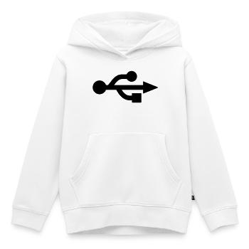 USB Logo - Nerd - Geek - Kids Premium Organic Hoodie - white - Front - AI Model Kid Female (0cm)