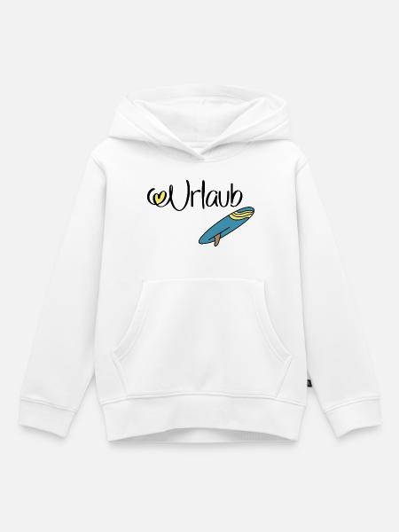 Urlaub mit Surfbrett - Kinder Premium Organic Hoodie - Weiß