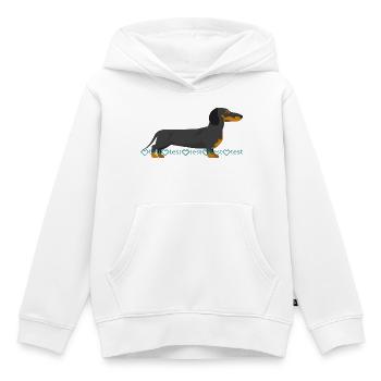 Silhouette teckel avec motif de filigrane - Sweat Premium à capuche enfant bio - blanc - Devant - AI Model Kid Female (0cm)