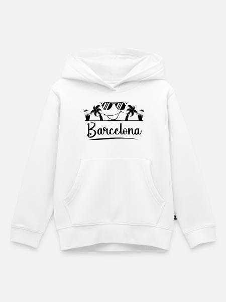 Barcelona - Kinder Premium Organic Hoodie - Weiß