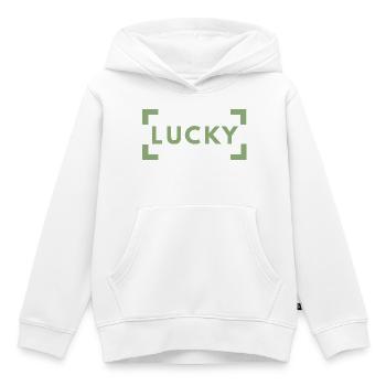 Lucky Typography Green Minimalist - Kinder Premium Organic Hoodie - Weiß - Vorne - AI Model Kid Female (0cm)