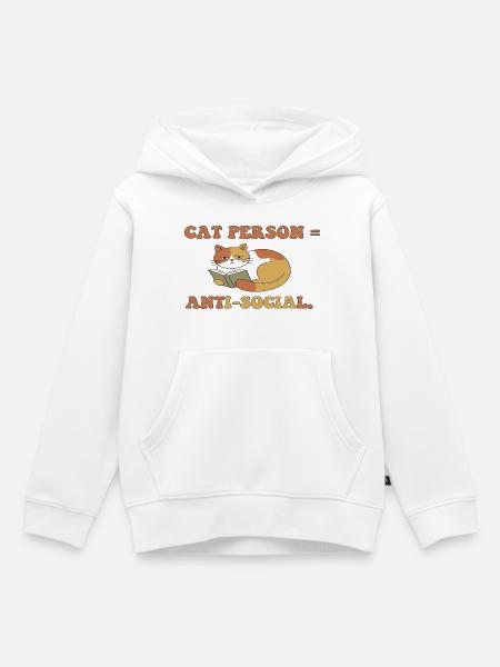 Katze liest, Anti-Social - Kinder Premium Organic Hoodie - Weiß