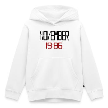 40. Geburtstag November 1986 - Kinder Premium Organic Hoodie - Weiß - Vorne - AI Model Kid Female (0cm)