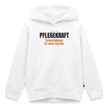 Pflegekraft Shirt – Schichtdienst ist mein Cardio - Kinder Premium Organic Hoodie - Weiß - Vorne - AI Model Kid Female (0cm)
