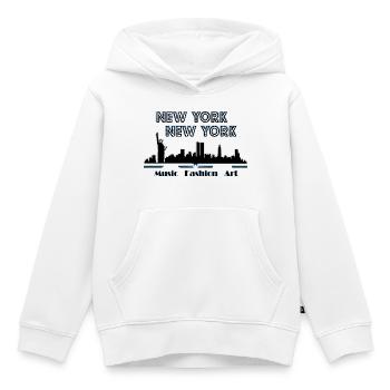 New York Fashion Art Fashion Picture Cities City Nyc - Sweat Premium à capuche enfant bio - blanc - Devant - AI Model Kid Female (0cm)