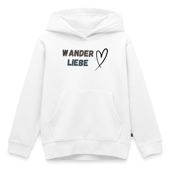 Schriftzug Wanderliebe und Herz, schlicht - Kinder Premium Organic Hoodie - Weiß - Vorne - AI Model Kid Female (0cm)