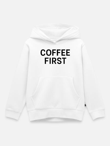 Kaffeepause Motiv Druck - Kinder Premium Organic Hoodie - Weiß