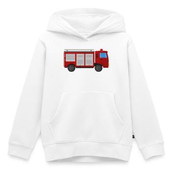 Camion de pompiers - Sweat Premium à capuche enfant bio - blanc - Devant - AI Model Kid Female (0cm)