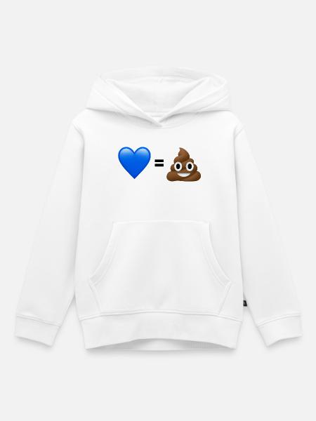 AfD ist Kacke - 💙 = 💩 (Bright Design) - Kinder Premium Organic Hoodie - Weiß
