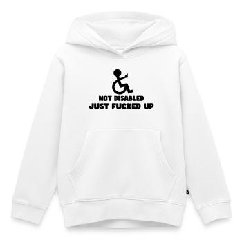 Tous les utilisateurs de fauteuil roulant ne sont pas sympas # - Sweat Premium à capuche enfant bio - blanc - Devant - AI Model Kid Female (0cm)