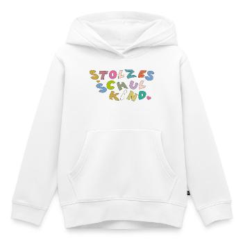 Fier écolier - Sweat Premium à capuche enfant bio - blanc - Devant - AI Model Kid Female (0cm)