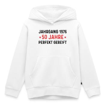 Millésime 1976 – 50 ans parfaitement maturé - Sweat Premium à capuche enfant bio - blanc - Devant - AI Model Kid Female (0cm)