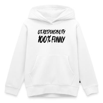 0% Verantwortung 100% FUNNY - Kinder Premium Organic Hoodie - Weiß - Vorne - AI Model Kid Female (0cm)