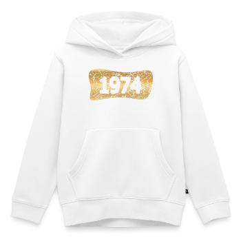 Lingots d’or 1974 - Sweat Premium à capuche enfant bio - blanc - Devant - AI Model Kid Female (0cm)