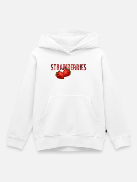 STRAWBERRIES - Kinder Premium Organic Hoodie - Weiß