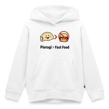 Pierogi plutôt que la restauration rapide - Sweat Premium à capuche enfant bio - blanc - Devant - AI Model Kid Female (0cm)