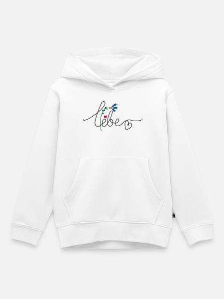 Blume Herz - Kinder Premium Organic Hoodie - Weiß