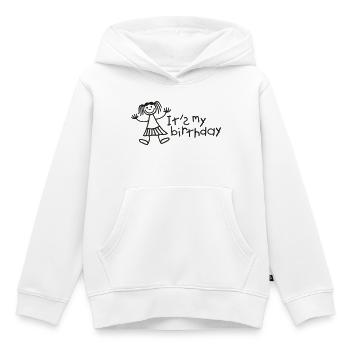 C'est mon anniversaire - Fille - Sweat Premium à capuche enfant bio - blanc - Devant - AI Model Kid Female (0cm)