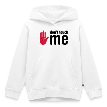 don't touch me - Sweat Premium à capuche enfant bio - blanc - Devant - AI Model Kid Female (0cm)