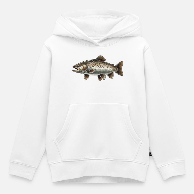 Truite - Sweat Premium à capuche enfant bio - blanc