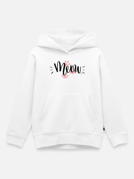 "Meow"-Katzenpfoten-Design - Kinder Premium Organic Hoodie - Weiß