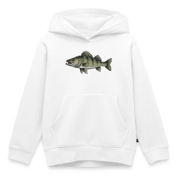 Pêche aux carnassiers du sandre - Sweat Premium à capuche enfant bio - blanc - Devant - AI Model Kid Female (0cm)