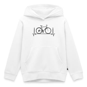 Vélo Heartbeat minimaliste - Sweat Premium à capuche enfant bio - blanc - Devant - AI Model Kid Female (0cm)