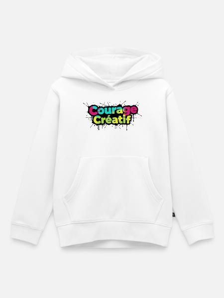 Courage Créatif Bunte Typografie - Kinder Premium Organic Hoodie - Weiß