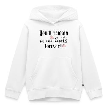 Au départ de l’équipe d’adieu - Sweat Premium à capuche enfant bio - blanc - Devant - AI Model Kid Female (0cm)