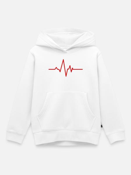 Herzschlag-Kardiogramm - Kinder Premium Organic Hoodie - Weiß