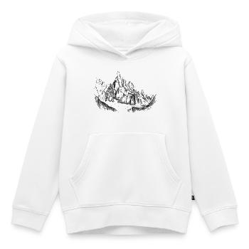 Silhouette du Cerro Torre | Conception du Sommet de la Patagonie - Sweat Premium à capuche enfant bio - blanc - Devant - AI Model Kid Female (0cm)
