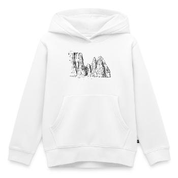 Silhouette du massif Sciliar | Monuments des Dolomites - Sweat Premium à capuche enfant bio - blanc - Devant - AI Model Kid Female (0cm)