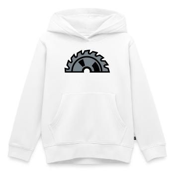 Circular Saw Blade Half Logo - Kids Premium Organic Hoodie - white - Front - AI Model Kid Female (0cm)