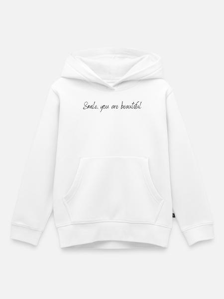 Smile, you are beautiful - Kinder Premium Organic Hoodie - Weiß