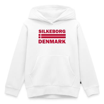 Text der Silkeborg-Dänemark-Flagge - Kinder Premium Organic Hoodie - Weiß - Vorne - AI Model Kid Female (0cm)