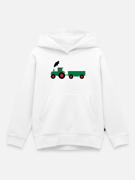 traktor trecker anhaenger - Kinder Premium Organic Hoodie - Weiß