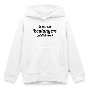 Boulanger / Boulangerie / Métier / Job - Sweat Premium à capuche enfant bio - blanc - Devant - AI Model Kid Female (0cm)