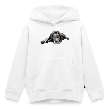 Pointeur German Shorthair - Sweat Premium à capuche enfant bio - blanc - Devant - AI Model Kid Female (0cm)