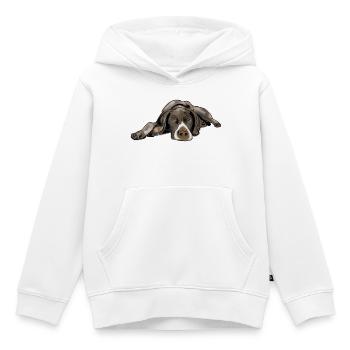Pointeur German Shorthair - Sweat Premium à capuche enfant bio - blanc - Devant - AI Model Kid Female (0cm)