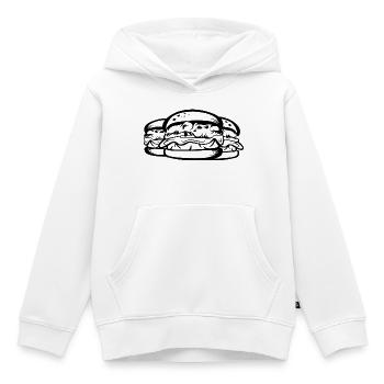 Burger Icône Symbole Illustration Graphique Alimentaire Logo - Sweat Premium à capuche enfant bio - blanc - Devant - AI Model Kid Female (0cm)